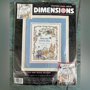 New Dimensions Welcome Little One Birth Record Counted Cross Stitch Kit 3845